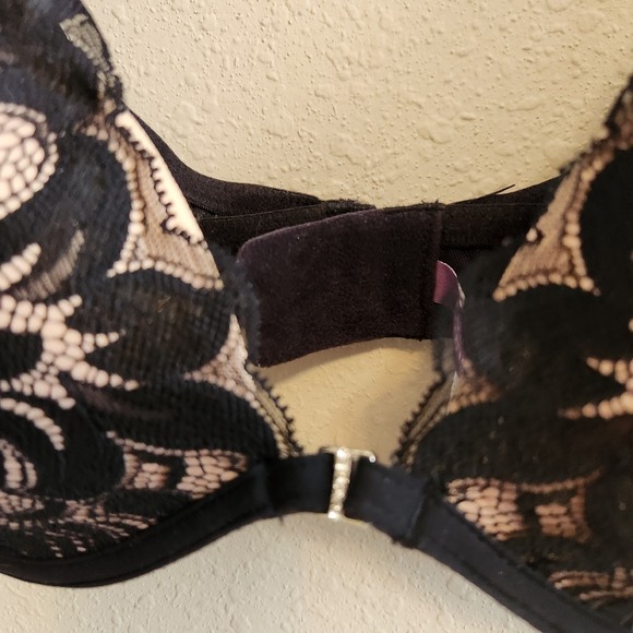 Adore Me Lily Push Up Bra in Black, Size 36D  Black Lace Overlay - Picture 3 of 9